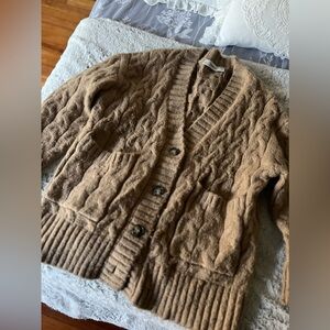 Beige chunky knitted cardigan | Zara knit cardigan